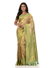 Kavvya Green Golden Soft & Lightweight Golden Weaving Tissue Silk Saree - KAVVYA